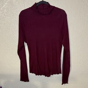 Free People Deep Red Long Sleeve Top